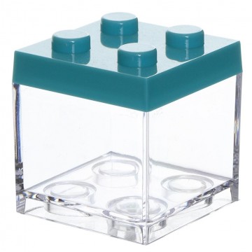 Bouwblokje blauw lego traktatie