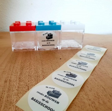 Bouwblokje sticker rond 0