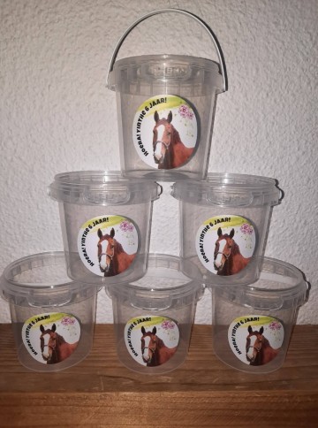 Emmertje 155ml met ronde sticker paard traktatie