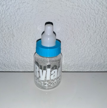 Fles blauw met naam