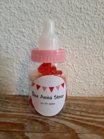 Flesje geboorte roze