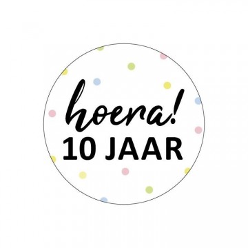 Sticker hoera 10 jaar