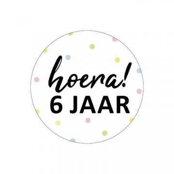 Sticker hoera 6 jaar