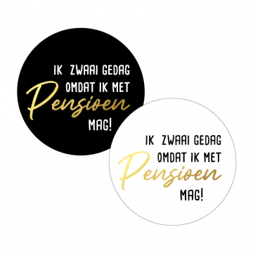 Sticker ik zwaai gedag omdat ik met pensioen mag