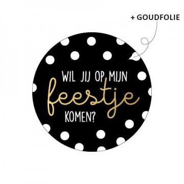 Sticker rond 40mm wil jij op mijn feestje komen