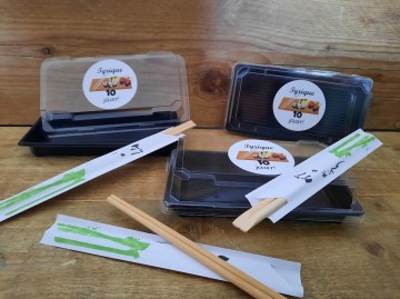 Sushi doosje ronde sticker sushi klassiek